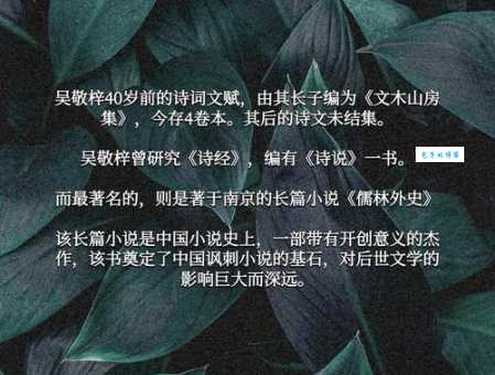 吴敬梓是哪本名著的作者探寻儒林外史背后的故事